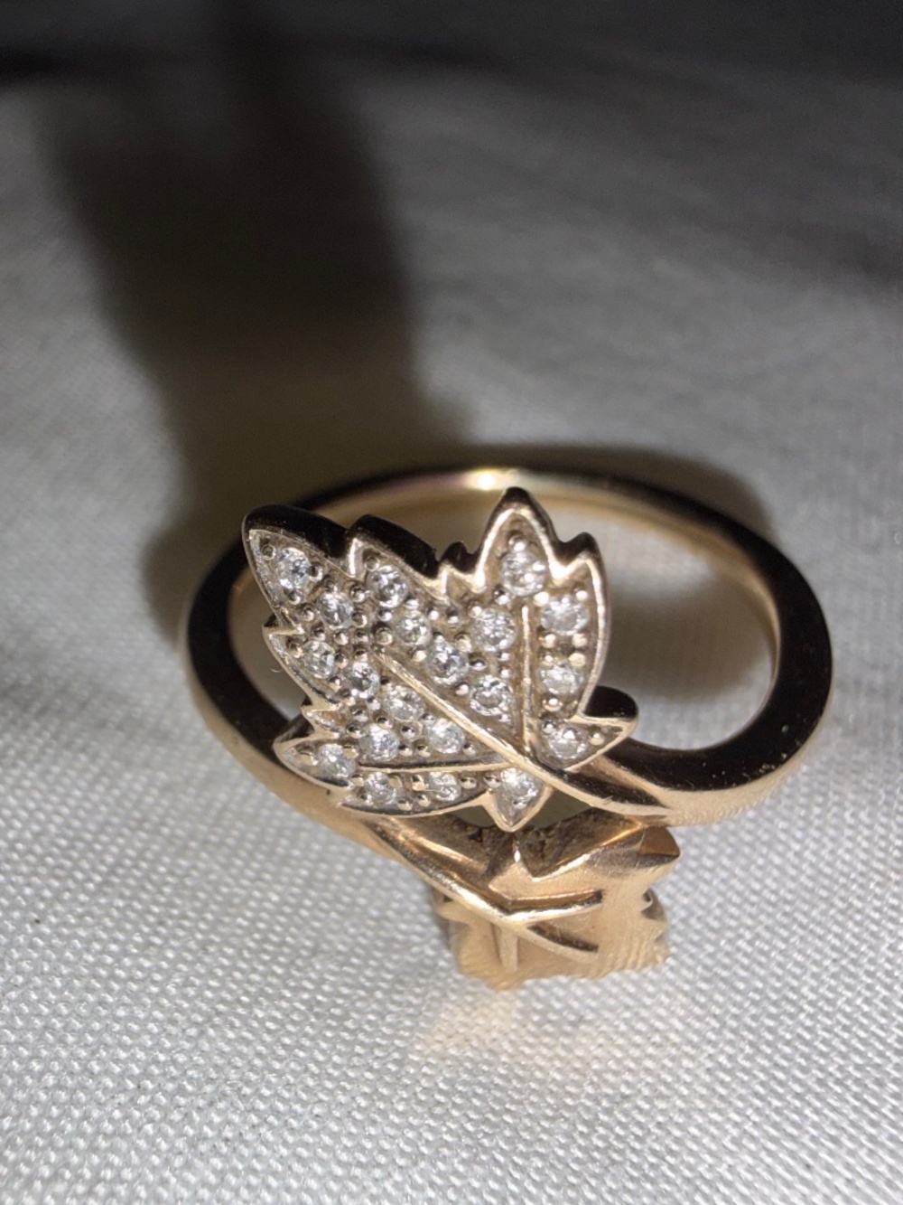 10K Gold Diamond Ring with Maple Leaf Motif